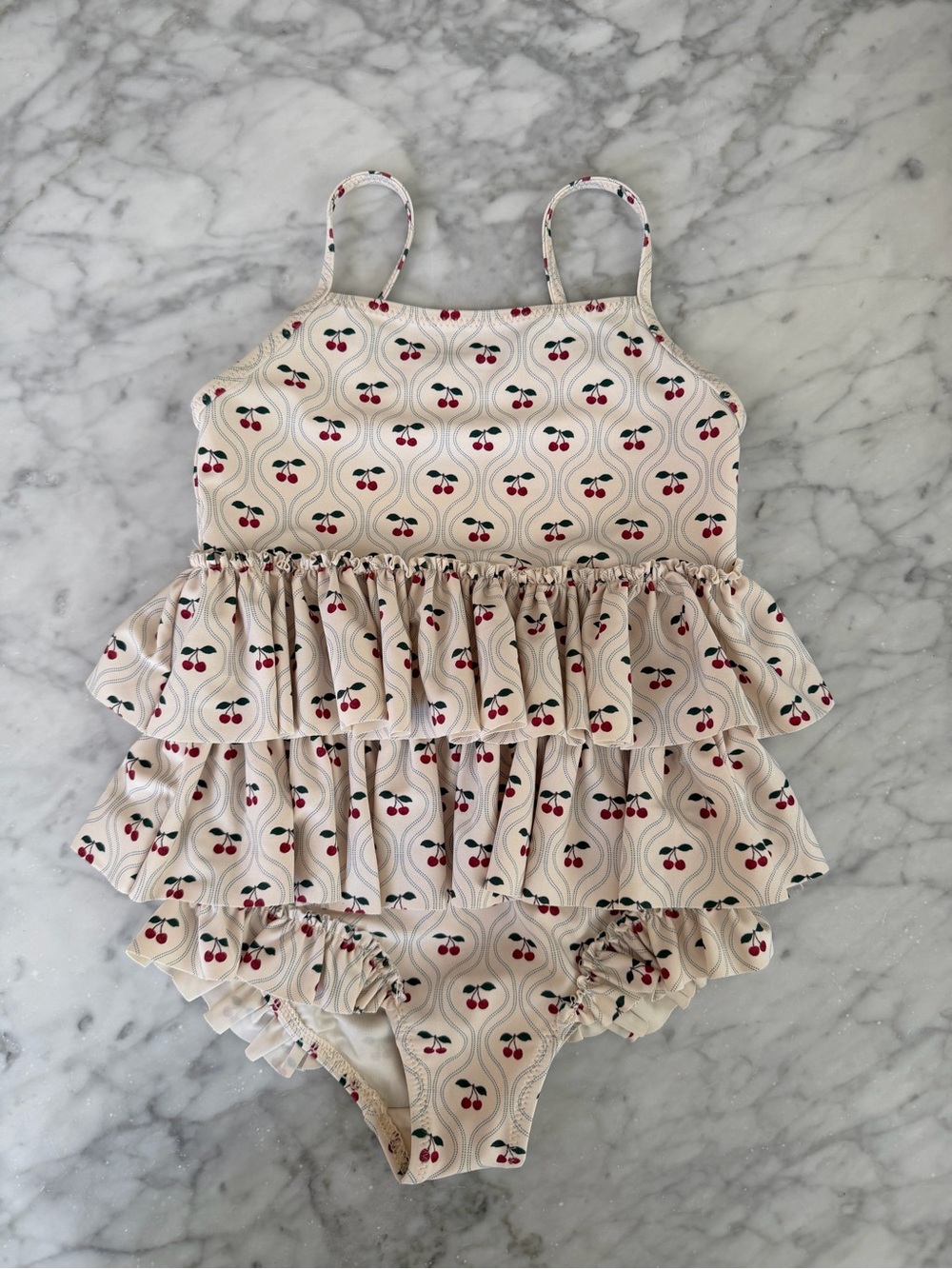 Konges Cherry Print Ruffle One-Piece Swimsuit - Picture 1 of 3